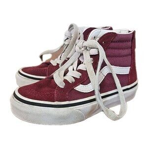 Vans Off The Wall Kids Back Zip Sneakers Burgundy Size 1